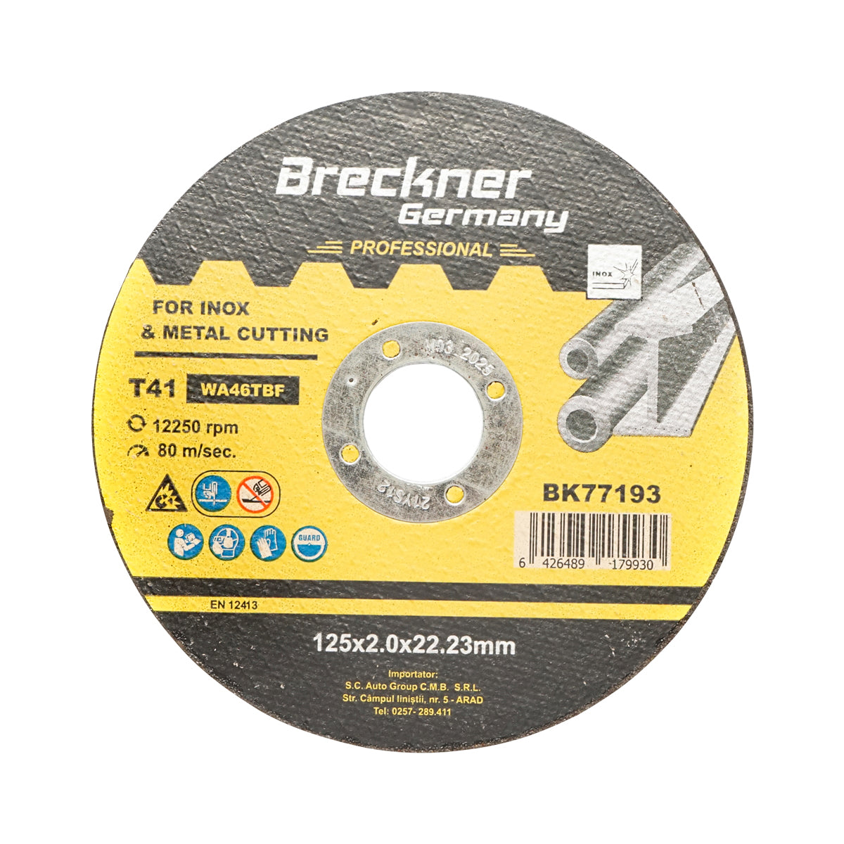 Flex disc for cutting and polishing stainless steel T41 125x2.0x22mm Breckner Germany